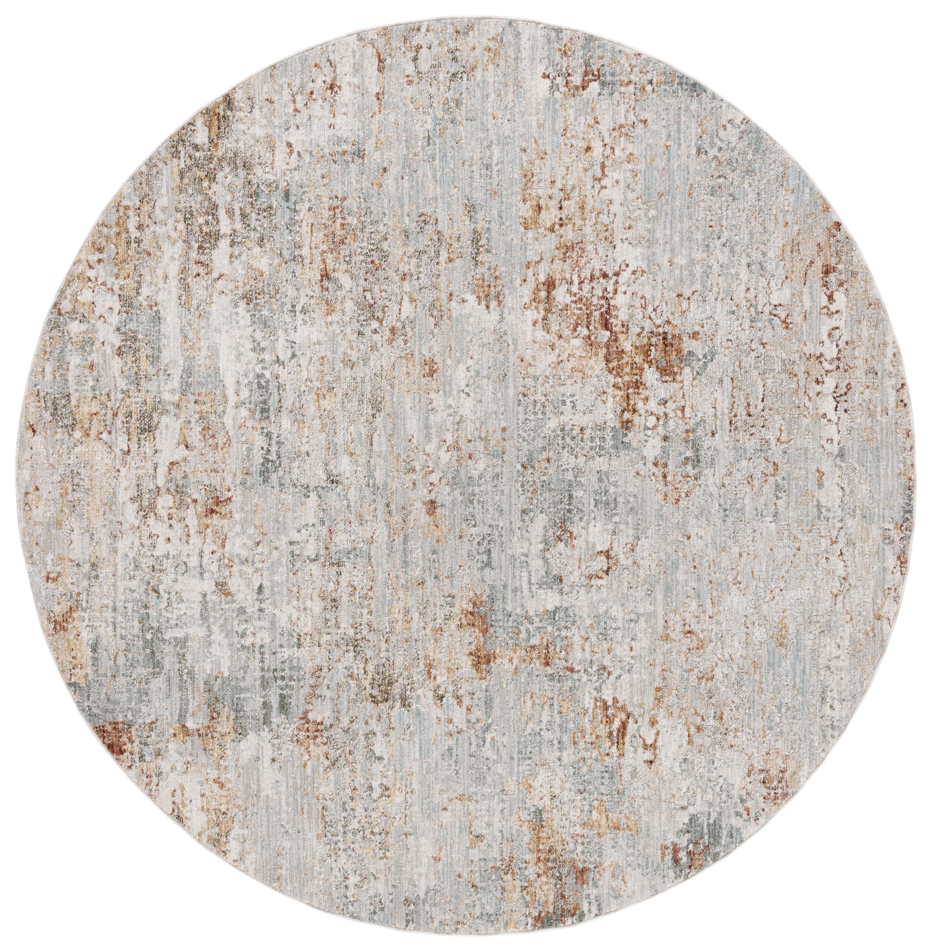 SAFAVIEH Adrianna Alaia Abstract Polyester Area Rug, Blue/Rust, 6'7