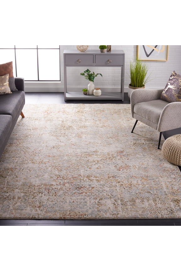 Adrianna Paul Abstract Polyester Area Rug, Blue/Gold, 4' x 6'