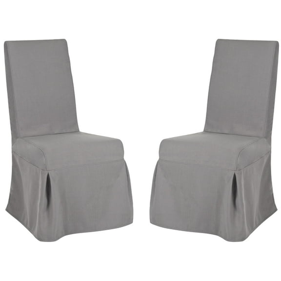 SAFAVIEH Adrianna Transitional Fabric Solid Dining Parsons Chair, Arctic Grey (Set of 2)