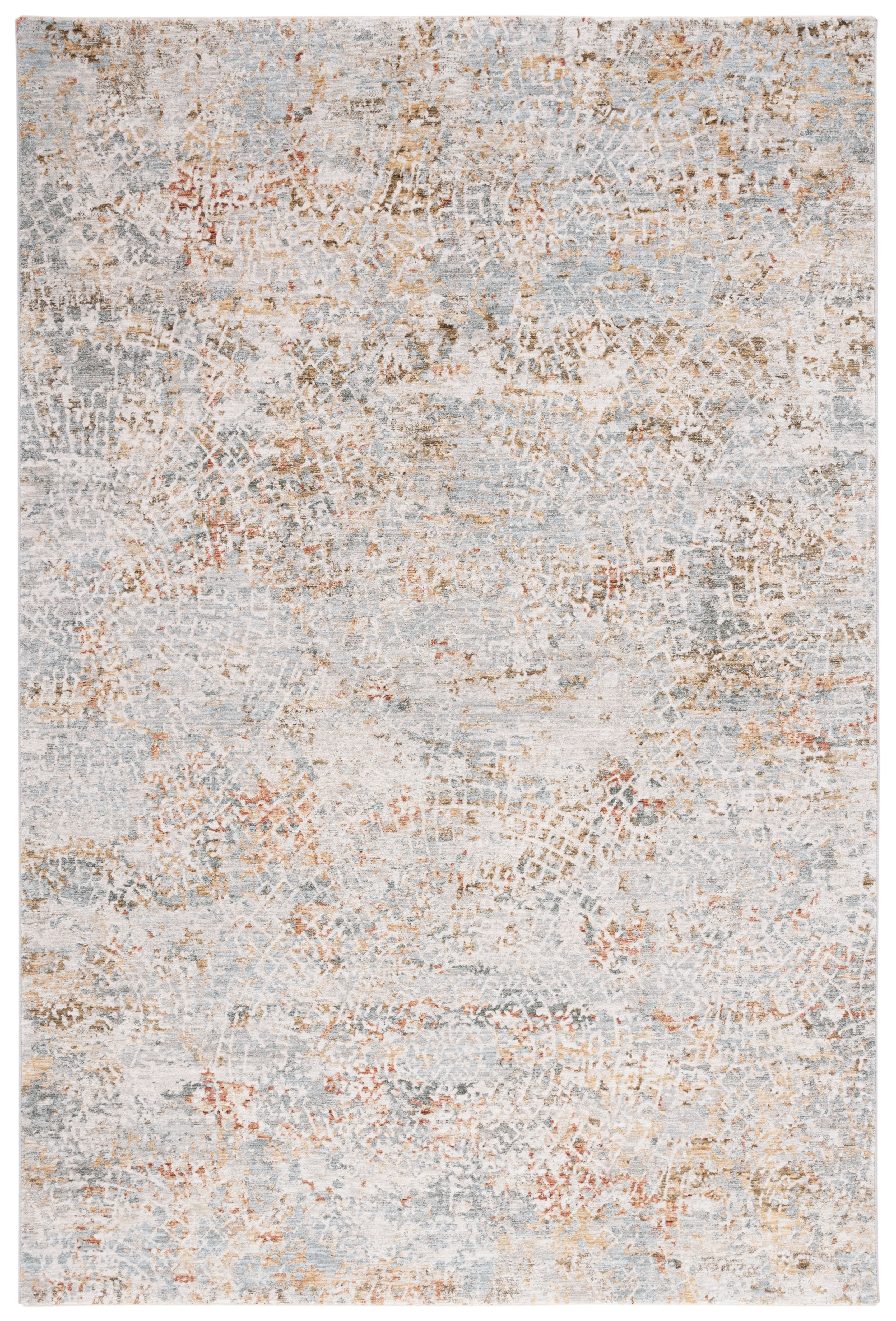 Elysian Blue & Gold Hand-Knotted 5'3" x 7'6" Synthetic Area Rug