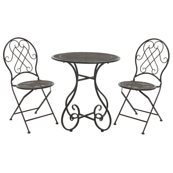 SAFAVIEH Adriel 3-Piece Iron Outdoor Bistro Set, Antique Black