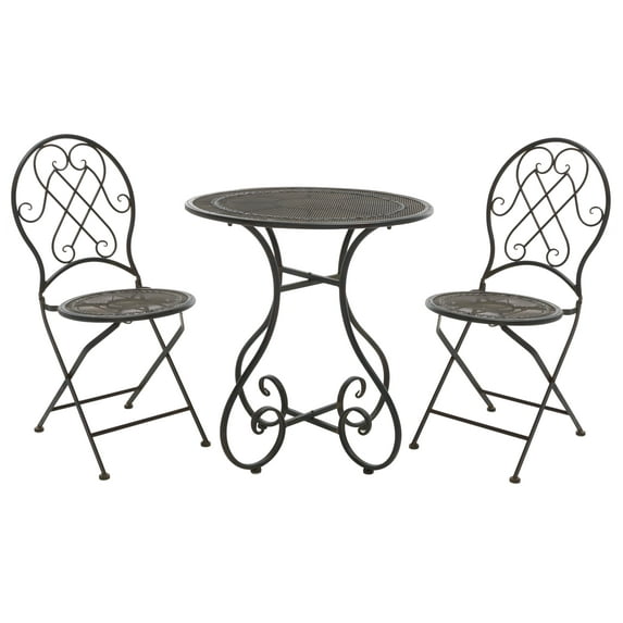 SAFAVIEH Adriel 3-Piece Iron Outdoor Bistro Set, Antique Black