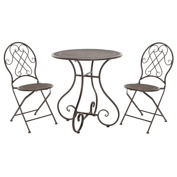 SAFAVIEH Adriel Outdoor Patio 3 Piece Bistro Set, Rustic Brown