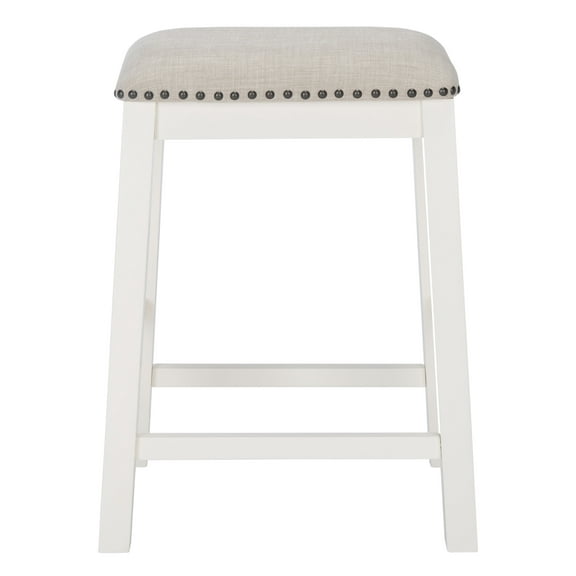 SAFAVIEH Aero Mid-Century Counter Stool, White, Set of 2 (18.8 in. W x 13 in. D x 25 in. H)