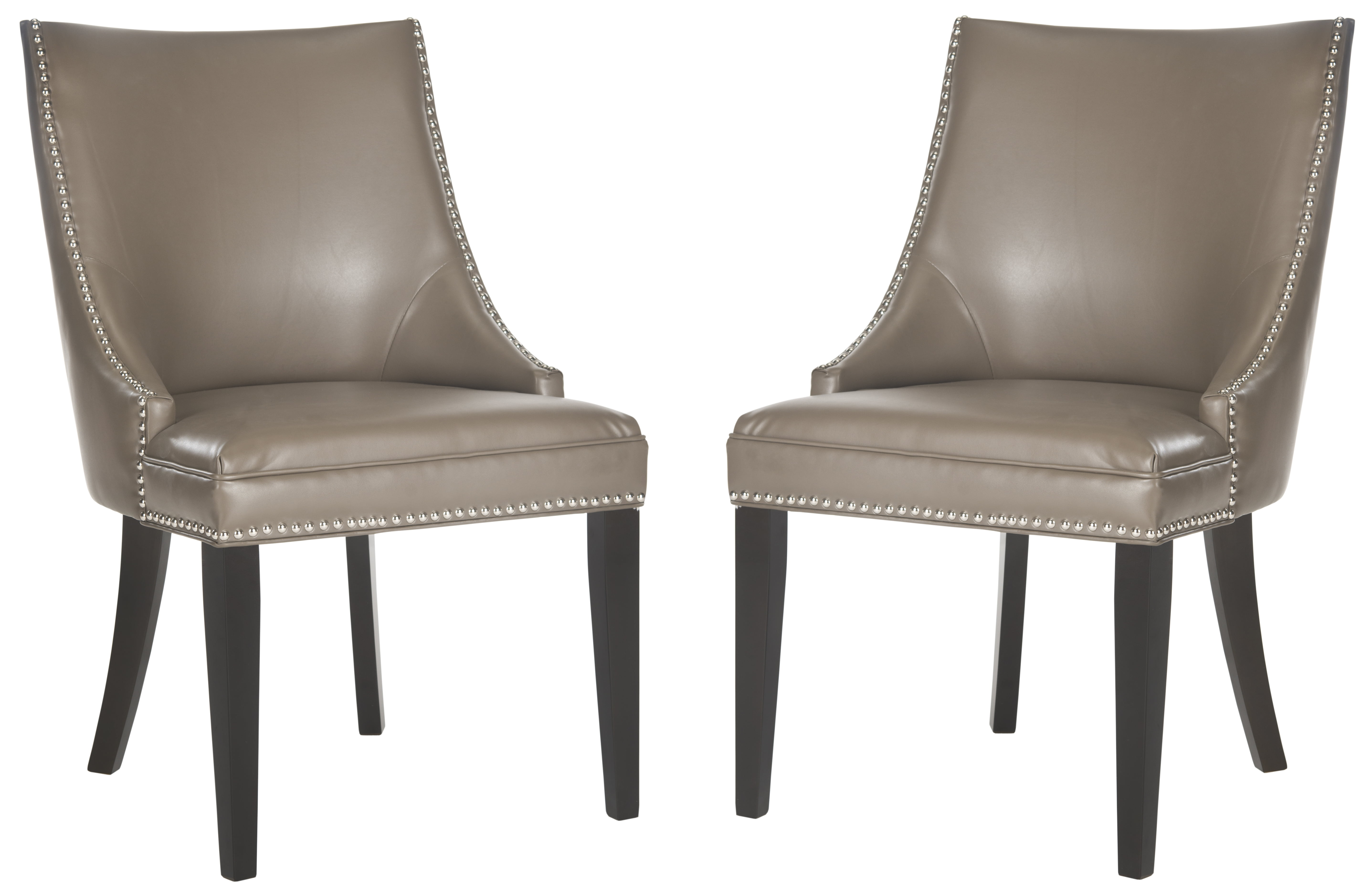 Espresso Birchwood Parsons Side Chair in Clay with Silver Nailhead Trim