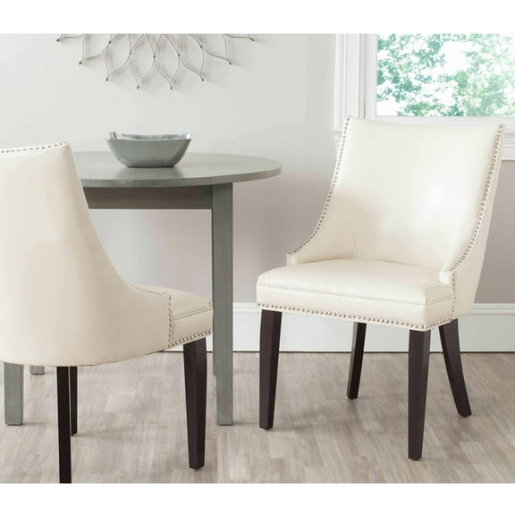 SAFAVIEH Afton Faux Leather Side Chair, Set of 2, Off-White/Black