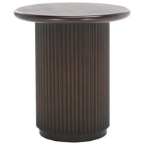 SAFAVIEH Agami Glam Wood Round End Table, Dark Brown