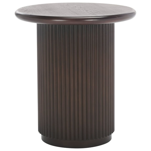 SAFAVIEH Agami Glam Wood Round End Table, Dark Brown