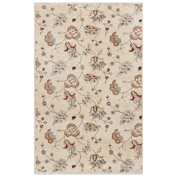 SAFAVIEH Agra Vianne Floral Wool Area Rug, Beige, 4' x 6'