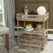 SAFAVIEH Ajani Traditional Wicker 3-Tier Accent Table, Grey