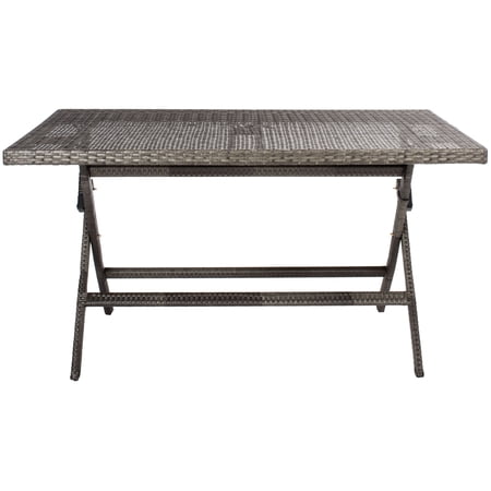 SAFAVIEH Akita Contemporary Modern Outdoor Patio Folding Table, Grey Brown/White