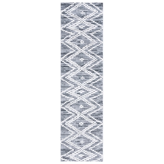 SAFAVIEH Alamo Burton Geometric Runner Rug, Charcoal/Ivory, 2'2" x 8'