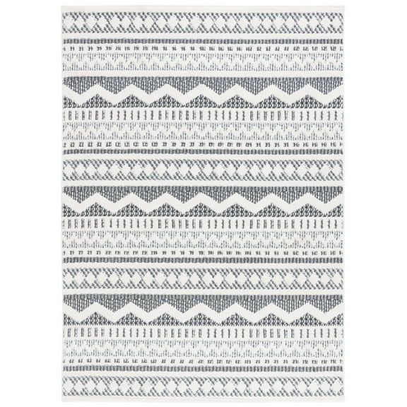 SAFAVIEH Alamo Curtis Geometric Area Rug, Charcoal/Ivory, 5'3" x 7'6"