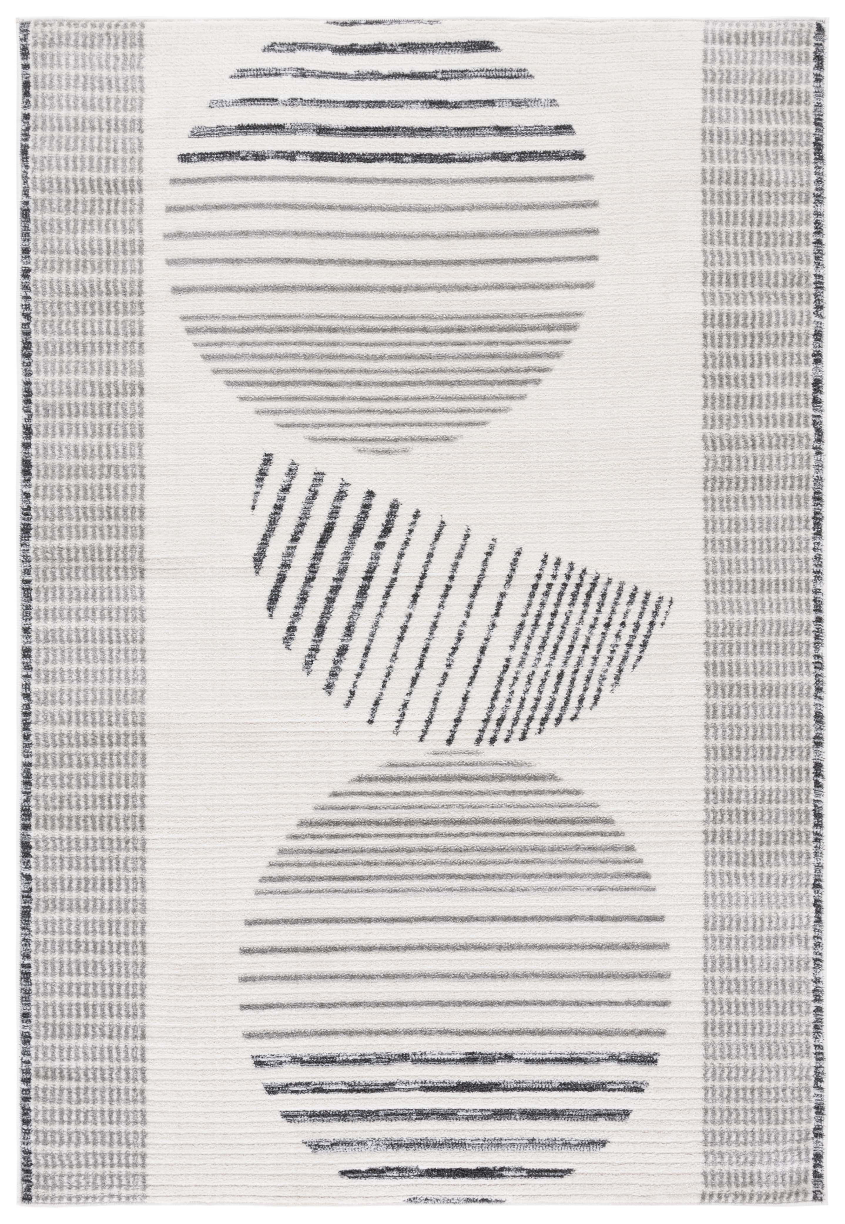 SAFAVIEH Alamo Eveleen Geometric Area Rug, Ivory/Grey, 4' x 6'