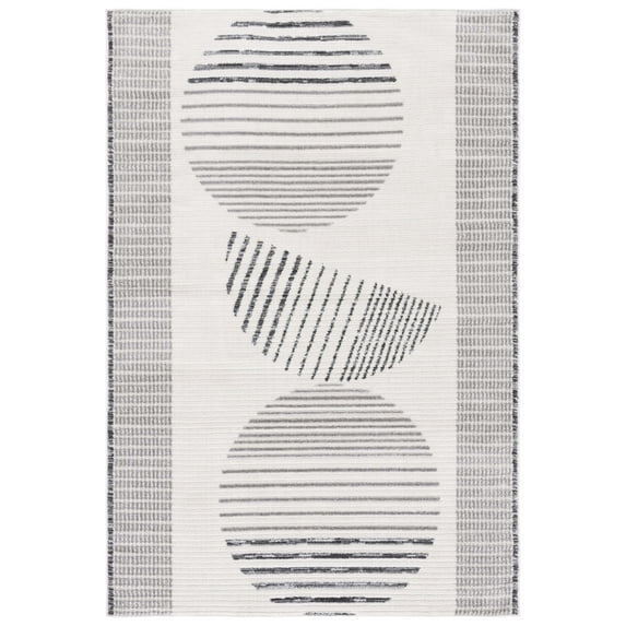 SAFAVIEH Alamo Eveleen Geometric Area Rug, Ivory/Grey, 4' x 6'