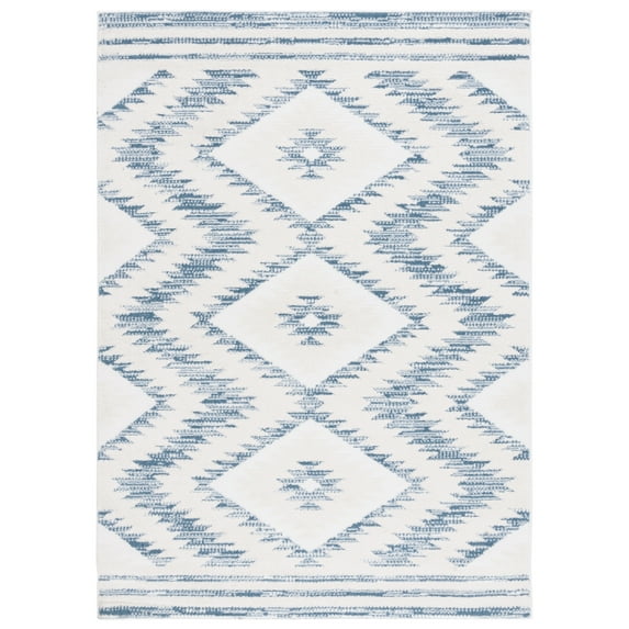SAFAVIEH Alamo Stamen Geometric Area Rug, Ivory/Blue, 9' x 12'