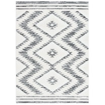 SAFAVIEH Alamo Stamen Geometric Area Rug, Ivory/Charcoal, 5'3" x 7'6"