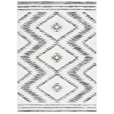 SAFAVIEH Alamo Stamen Geometric Area Rug, Ivory/Charcoal, 5'3" x 7'6"