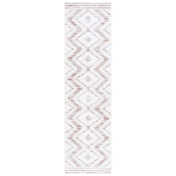 SAFAVIEH Alamo Stamen Geometric Runner Rug, Ivory/Taupe, 2'2" x 8'