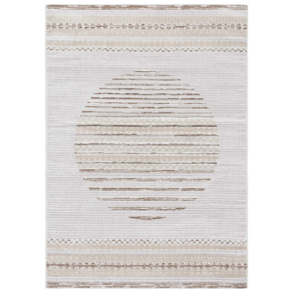 SAFAVIEH Alamo Warner Geometric Area Rug, Ivory/Brown, 4' x 6'