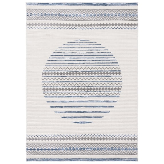 SAFAVIEH Alamo Warner Geometric Area Rug, Ivory/Navy, 8' x 10'
