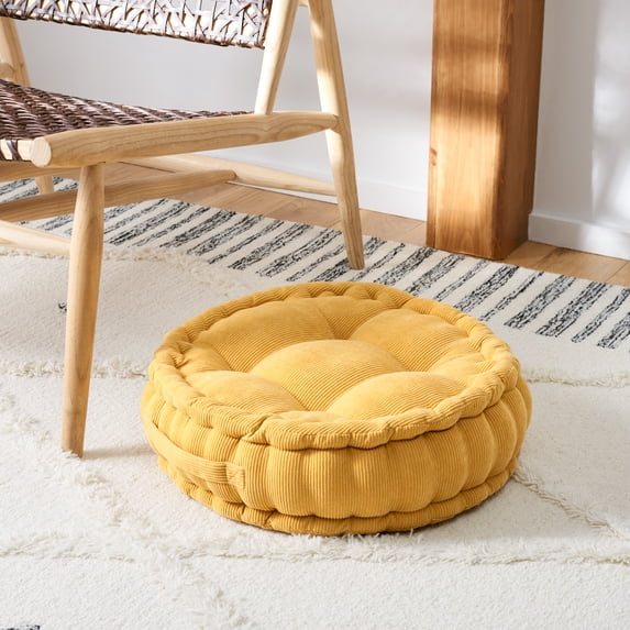 SAFAVIEH Alaris Solid Floor Pillow, 19" x 19", Yellow