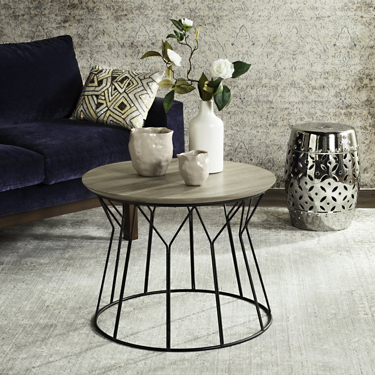 Safavieh Alcott Retro End Table - Light Oak & Black Mid-Century Modern Side Table