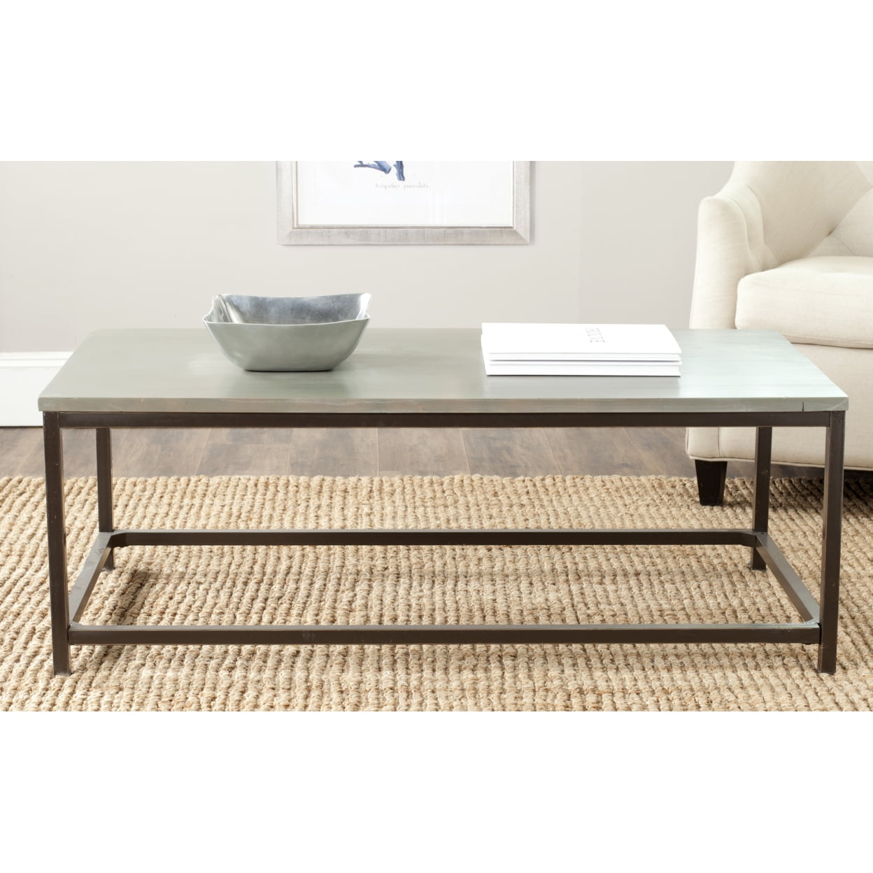 Ash Grey Walnut Wood Rectangular Coffee Table