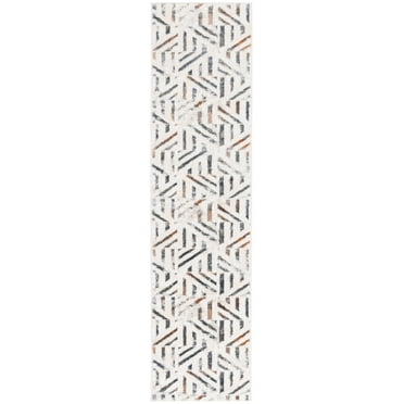 SAFAVIEH Alenia Courtney Geometric Runner Rug, Ivory/Grey, 2' x 8'