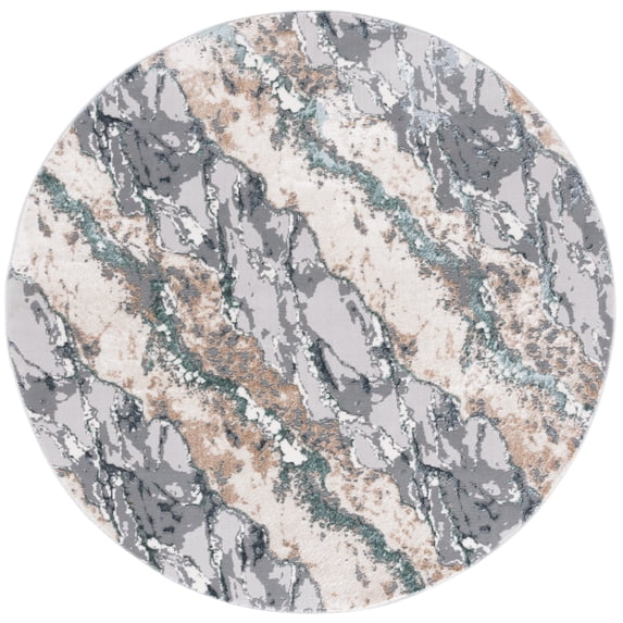 SAFAVIEH Alenia Crawford Abstract Area Rug, Grey/Blue, 6'7" x 6'7" Round