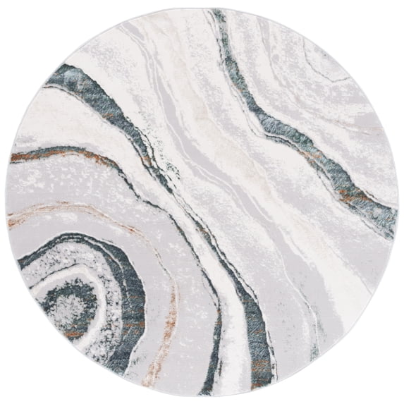 SAFAVIEH Alenia Elihu Abstract Area Rug, Gray/Ivory, 6'7" x 6'7" Round