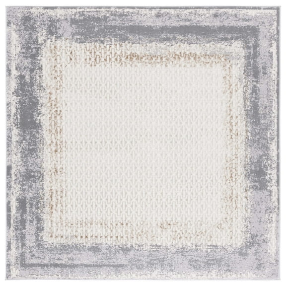 SAFAVIEH Alenia Knot Geometric Area Rug, Ivory/Gray, 6'7" x 6'7" Square