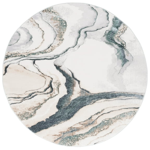 SAFAVIEH Alenia Tyson Abstract Area Rug, Gray/Blue, 6'7" x 6'7" Round