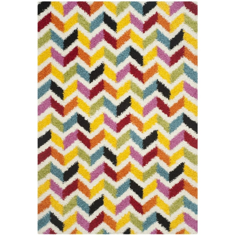 Safavieh Kids Shag 2 x 5 Blue Indoor Chevron Kids Throw Rug