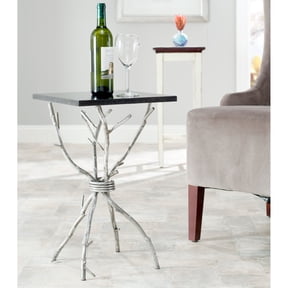 SAFAVIEH Alexa Marble Top Silver Accent Table Silver/ Black