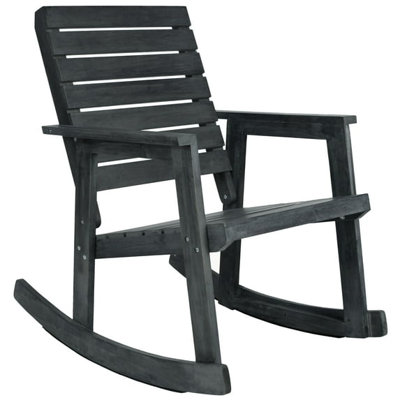 SAFAVIEH Alexei Solid Acacia Indoor/Outdoor Patio Rocking Chair, Dark Slate Grey