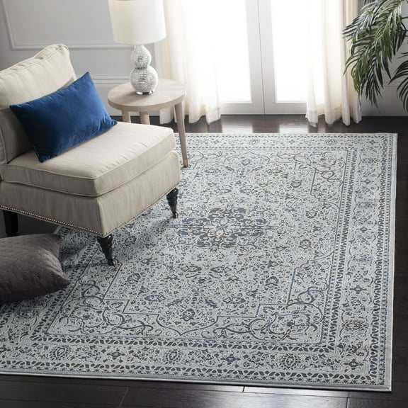 SAFAVIEH Alhambra Dawa Oriental Area Rug, Light Gray/Navy, 5'3" x 7'7"
