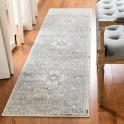 SAFAVIEH Alhambra Dawa Floral Bordered Runner Rug, Cream/Blue, 2' x 8'