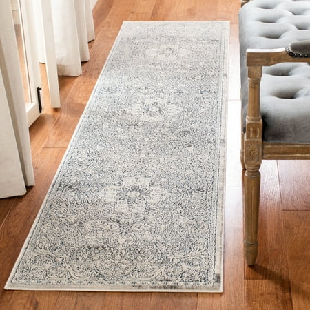 SAFAVIEH Alhambra Dawa Floral Bordered Runner Rug, Cream/Blue, 2' x 8'