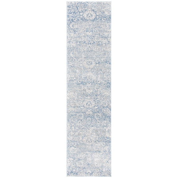 SAFAVIEH Alhambra Euphemia Floral Bordered Runner Rug, Ivory/Blue, 2' x 8'