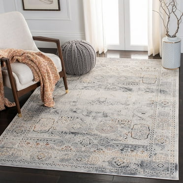SAFAVIEH Alhambra Evan Floral Bordered Area Rug, Cream/Grey, 5'3" x 7'7"