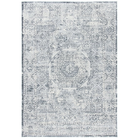 SAFAVIEH Alhambra Evan Floral Bordered Area Rug, Dark Grey/Grey, 4' x 6'