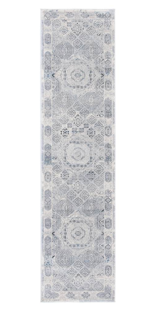 Elegant Gray Synthetic 24" Hand-Knotted Easy Care Runner Rug