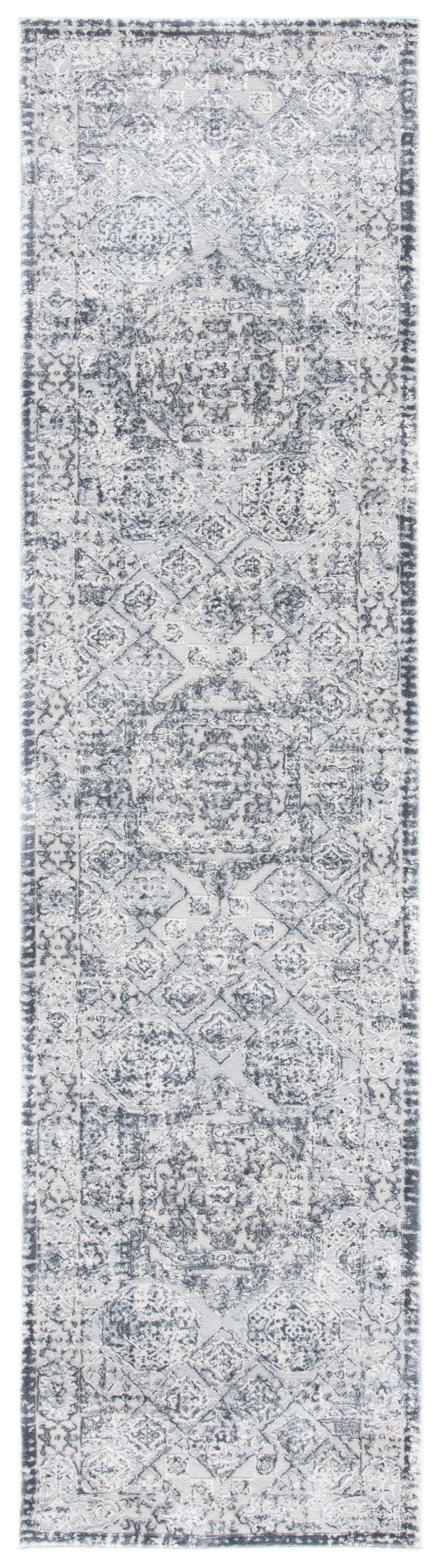 Alhambra Dark Grey Textured Synthetic 24" Transitional Rug