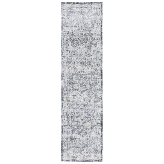 SAFAVIEH Alhambra Evan Oriental Runner Rug, Dark Grey/Grey, 2' x 8'