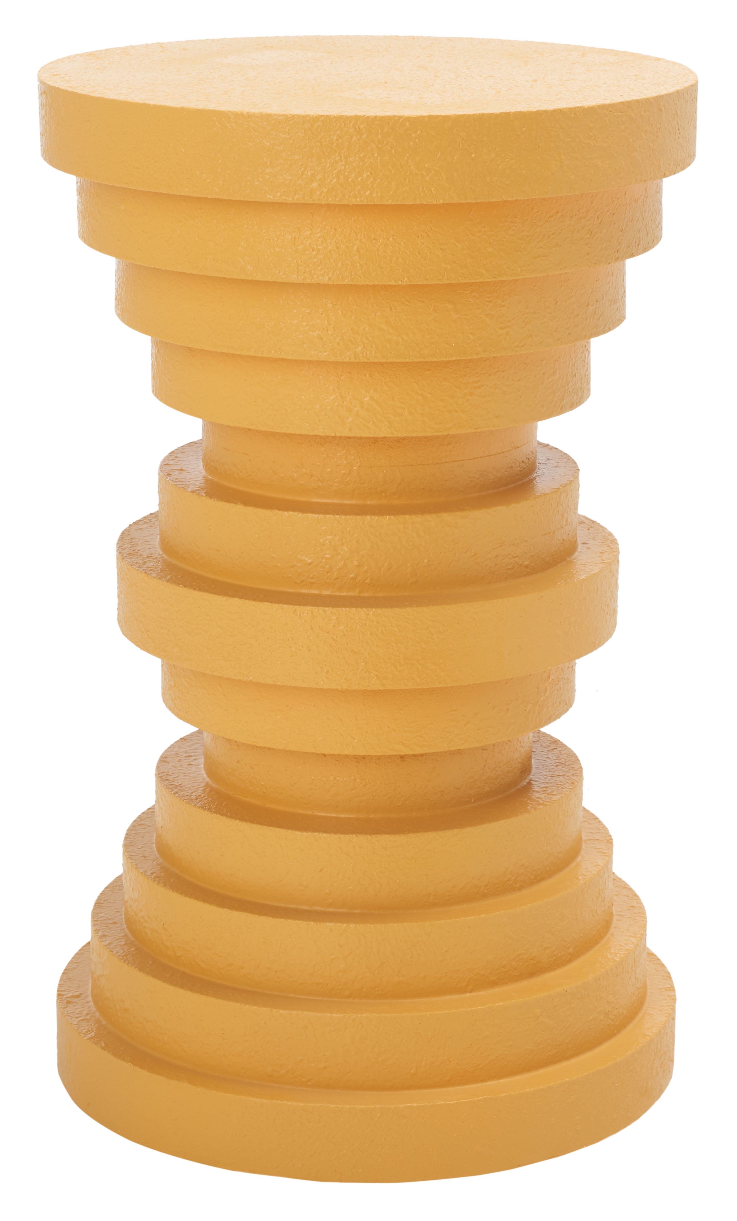 Ali Yellow Fluted Round Wood Accent Table