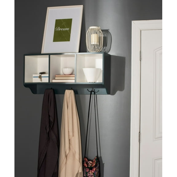 SAFAVIEH Alice Wall Shelf with Three Storage Compartments, French Grey/White