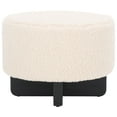 thumbnail image 1 of SAFAVIEH Alistair Modern Faux Shearling Ottoman, Off White/Black, 1 of 10