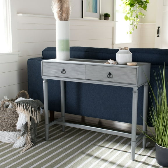 SAFAVIEH Aliyah Solid 2 Drawer Console Table, Distressed Grey