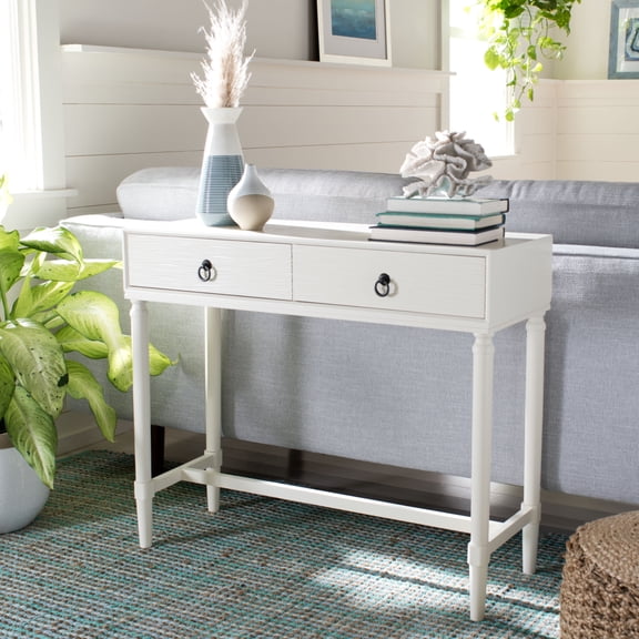 SAFAVIEH Aliyah Solid 2 Drawer Console Table, White